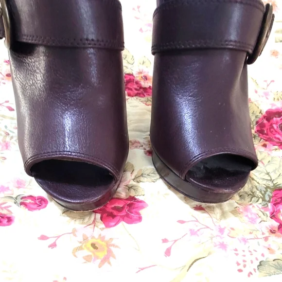 COACH Alexia Brown Platform Shooties Pumps Peep toe 8.5 - Picture 2 of 6